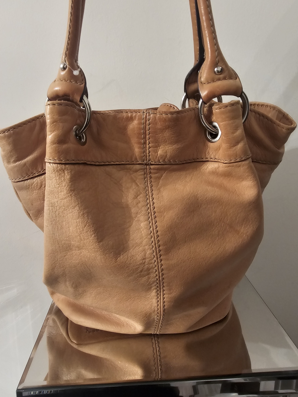 Tignanello Tan Leather Shoulder Tote